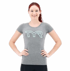 TYR Womens Grey/Mint Big Outline T-Shirt